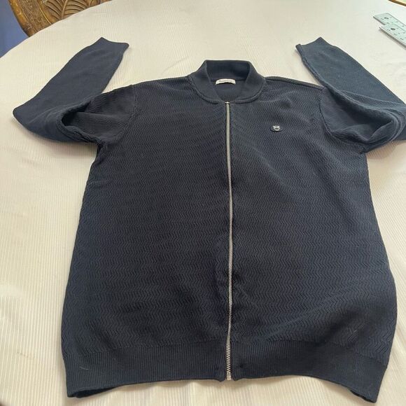 Knowledge Cotton Apparel Navy Blue Zip Up Jacket Size Large - Picture 7 of 9